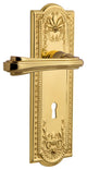 Meadows Plate With Keyhole Fleur Lever, Polished Brass, Privacy, Non-Handed