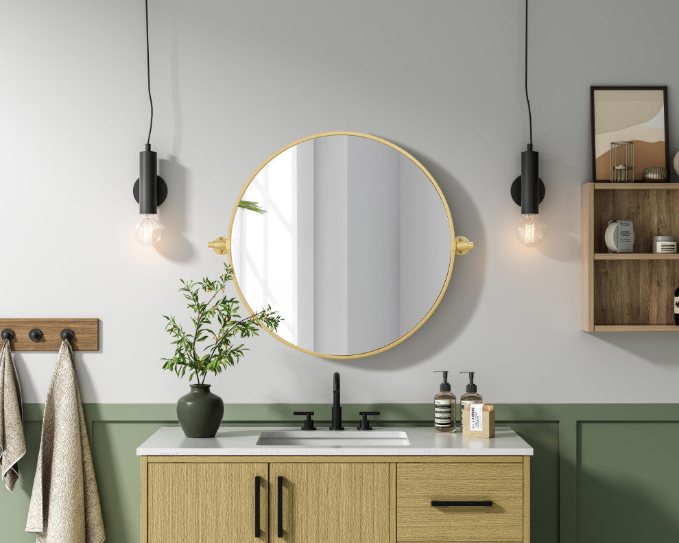 Home Living 24x24 Pivot Mirror, Brass