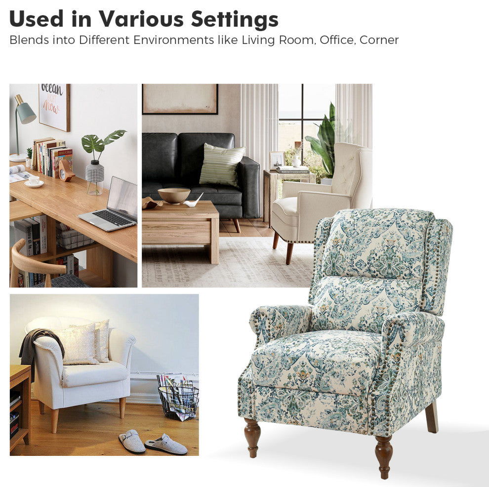 30.5" Manual Recliner Set of 2, Blue