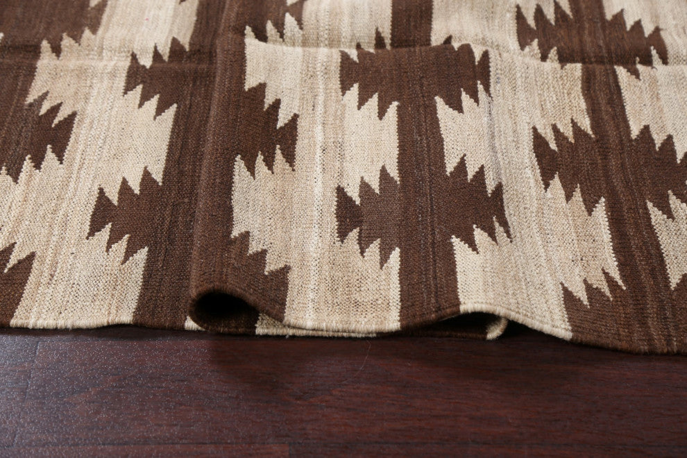 Vegetable Dye Geometric Kilim Oriental Area Rug Flat-woven Wool Carpet 5x7