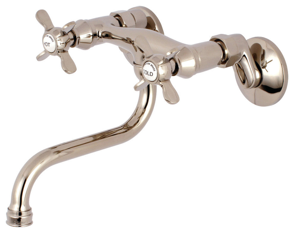 Kingston Brass Adjustable Center Wall Mount Bathroom Faucet, Polished Nickel