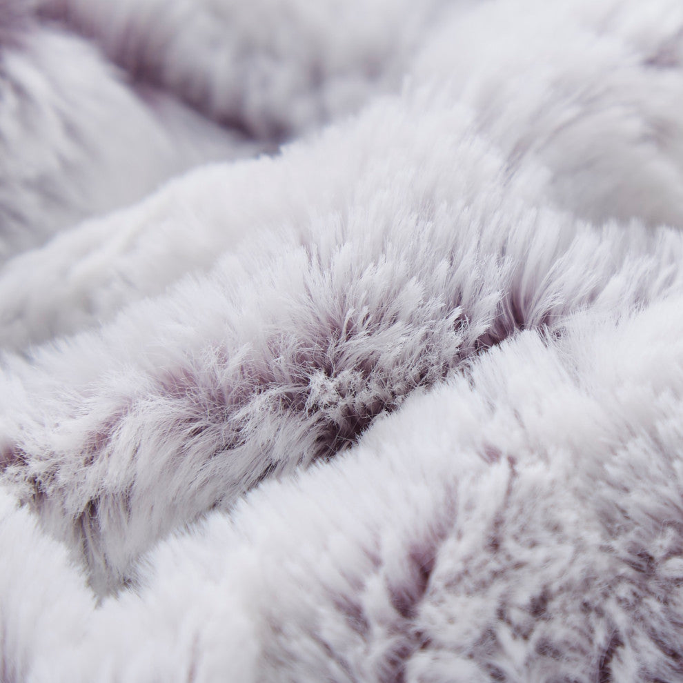Embossed Faux Fur Dreamy Milky Way White Purple Undertone Throw Blanket, 63" X 9