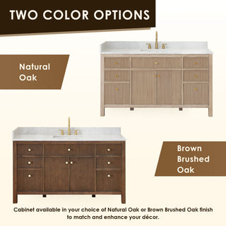 Cerrito Bathroom Vanity, Brown Brushed Oak, 60" Single, With Mirror