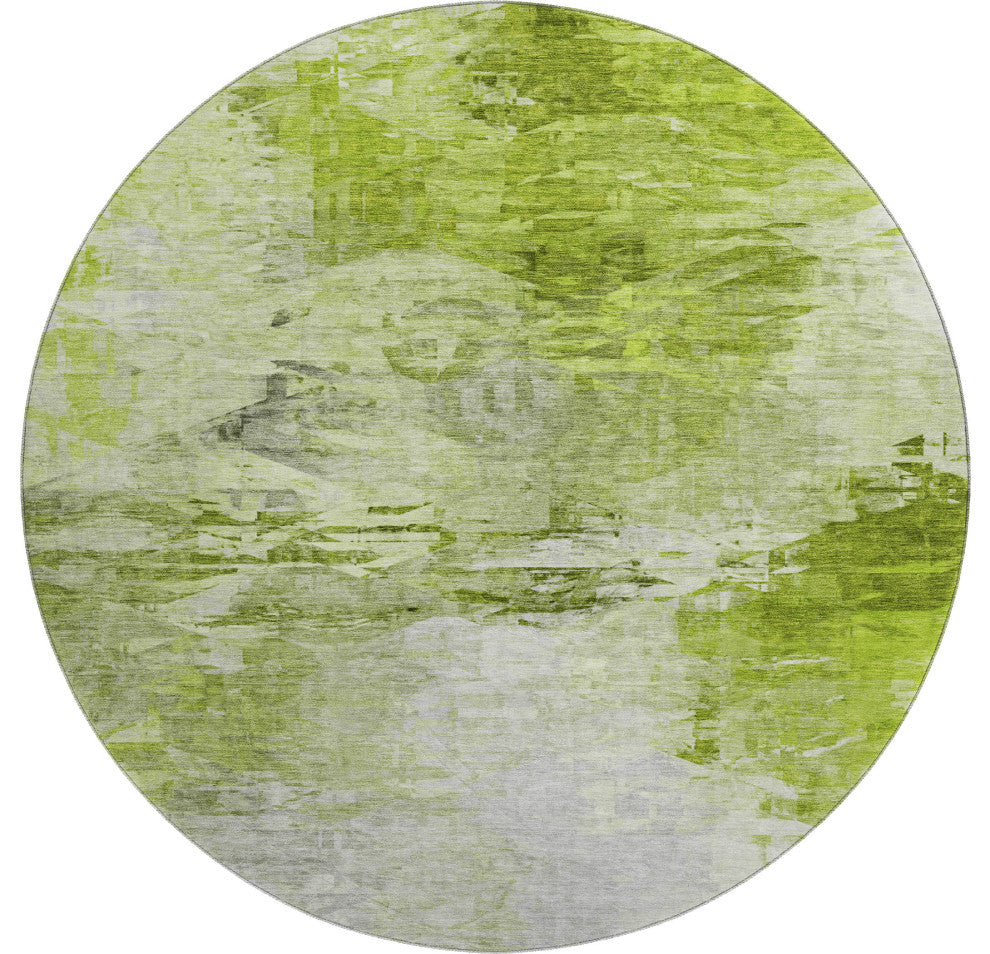 Premium Machine Washable Mayfield AMF595 Aloe 8' x 8' Round Rug