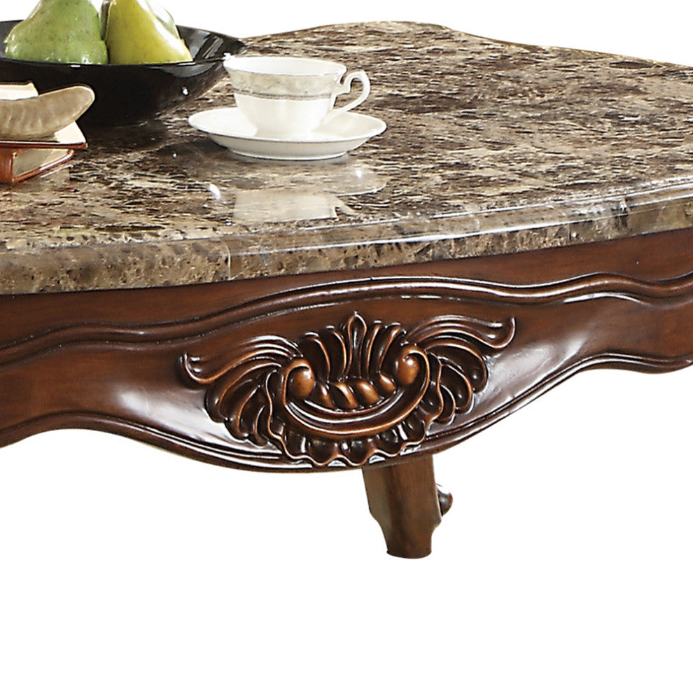 ACME Jardena Coffee Table, Marble and Cherry Oak