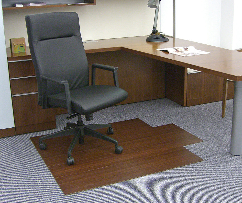 Jovert Bamboo Roll-Up Chair Mat, Dark Cherry, With Lip, 44"x52"