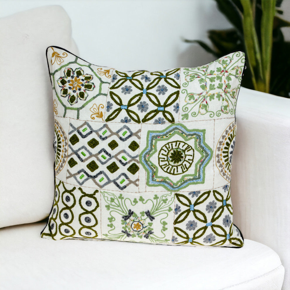 22" off White Cotton Throw Pillow
