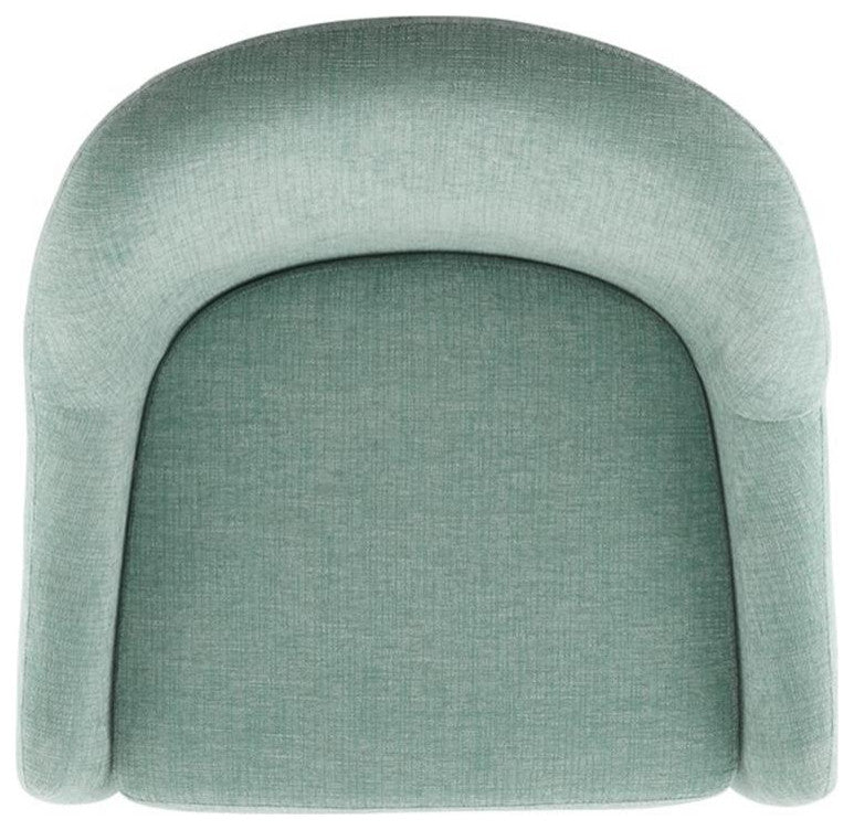 Linon London Capri Upholstered Steel Leg Swivel Accent Chair in Seafoam Green