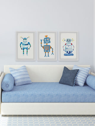 Happy Robot Triptych, 48"x24"