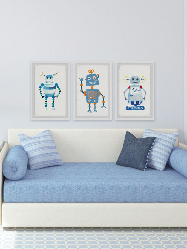 Happy Robot Triptych, 48"x24"