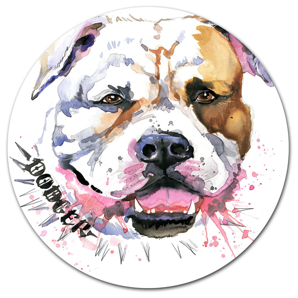 Cute Dog With Open Mouth, Animal Disc Metal Artwork, 11"