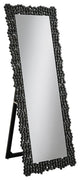 Benzara BM282016 Classic Portrait Floor Mirror, Rhinestone Inlay, Cheval, Black