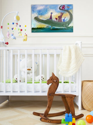 "Alligator Birthday" Painting Print on Wrapped Canvas