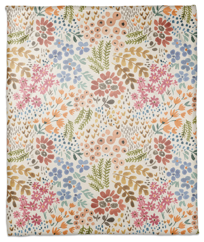 Bright Multi Floral 50"x60" Coral Fleece Blanket
