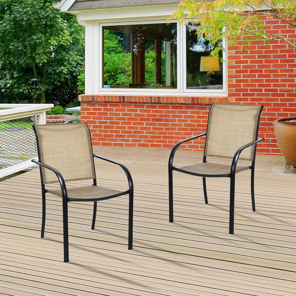 Costway Set of 16 Patio Dining Chairs Stackable Armrest Backrest no Assembly
