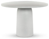 Basil Outdoor Dining Table, 42" Matte White Cast Aluminum
