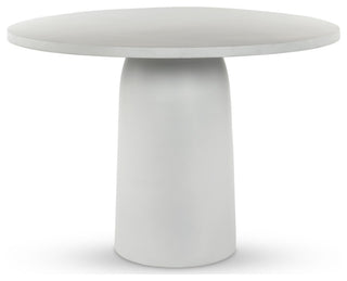 Basil Outdoor Dining Table, 42" Matte White Cast Aluminum