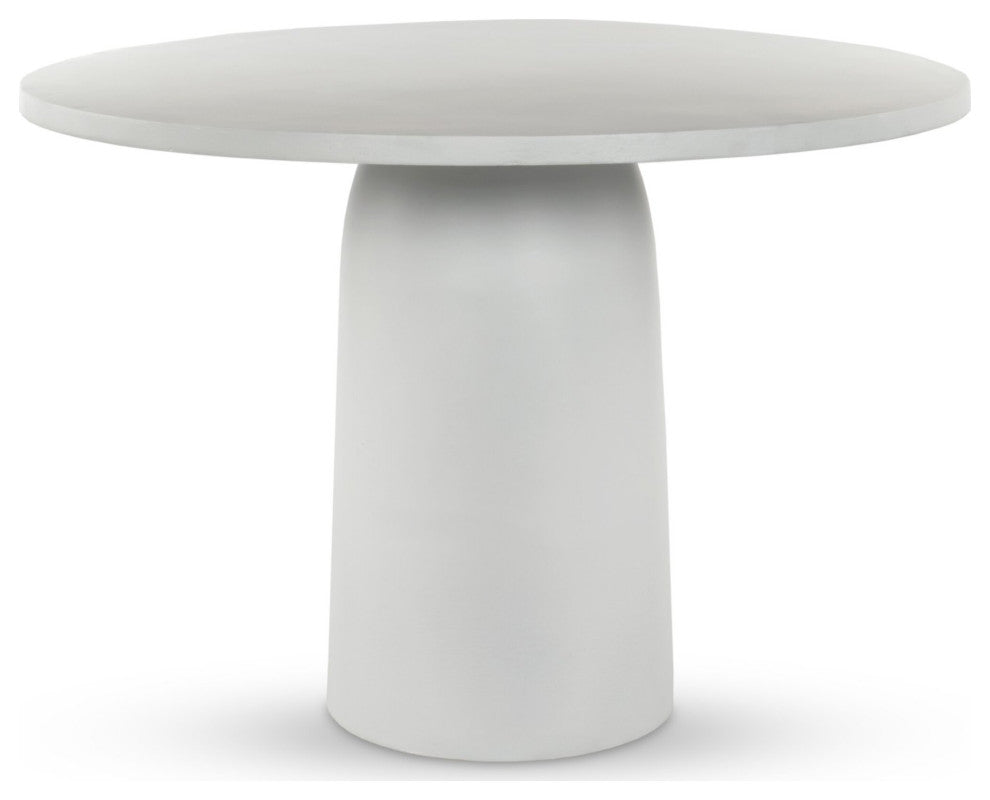 Basil Outdoor Dining Table, 42" Matte White Cast Aluminum