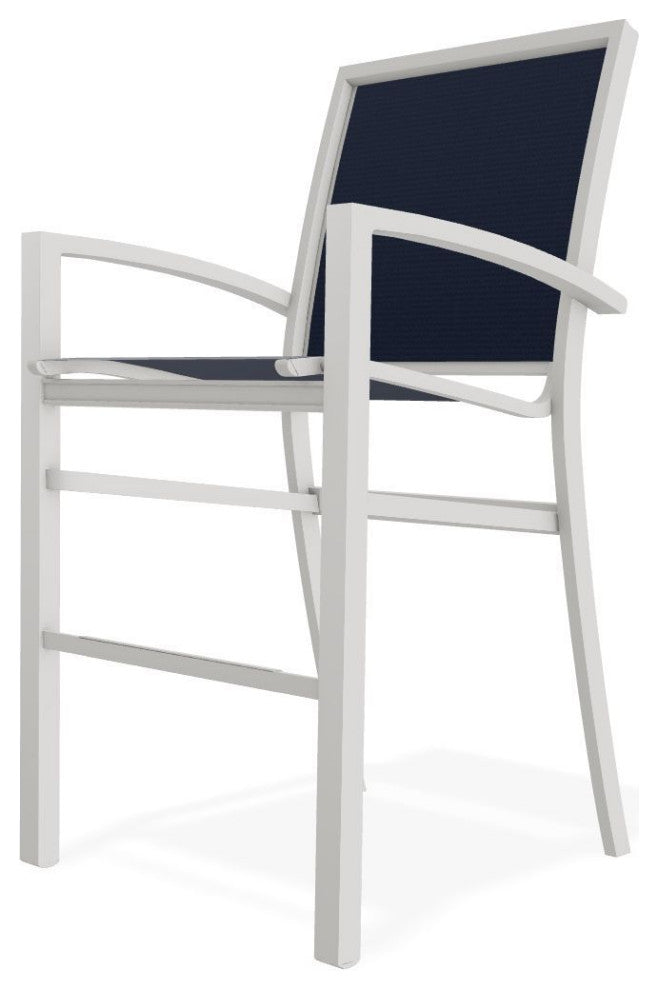 Kendall Sling Bar Height Stackable Outdoor Stool, Navy/Snow