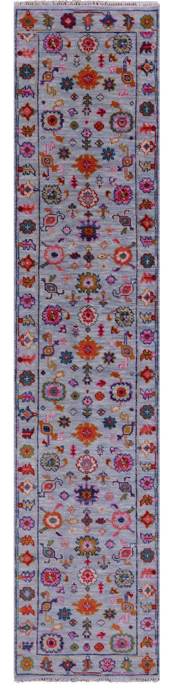 2' 7" X 12' 1" Runner Turkish Oushak Hand-Knotted Wool Rug - Q15906