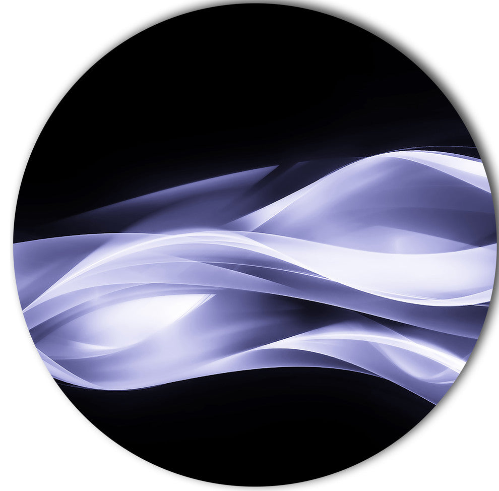 Fractal Lines Purple In Black, Abstract Digital Art Round Wall Art, 11"