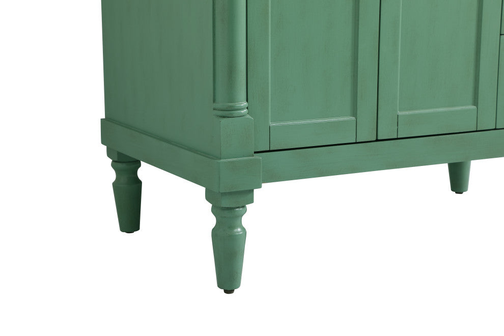 36" Single Bathroom Vanity, Vintage Mint With Ivory White Engineered Marble