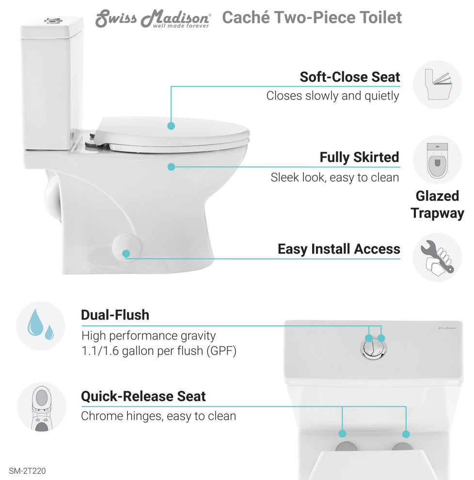 Cache Two Piece Elongated Toilet Dual Flush