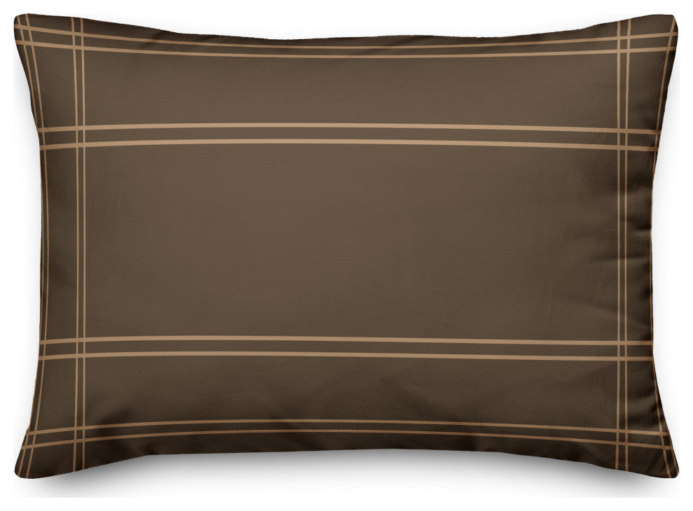 Brown Plaid Fall Lines 1 14"x20" Spun Poly Pillow
