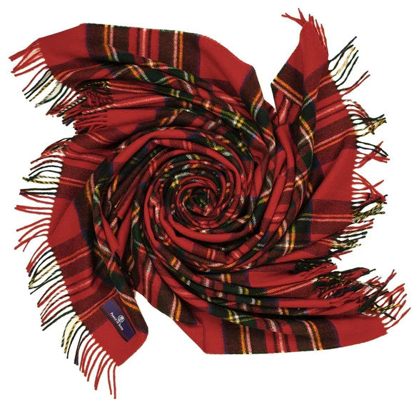Prince of Scots Highland Tweed Merino Wool Throw, Royal Stewart