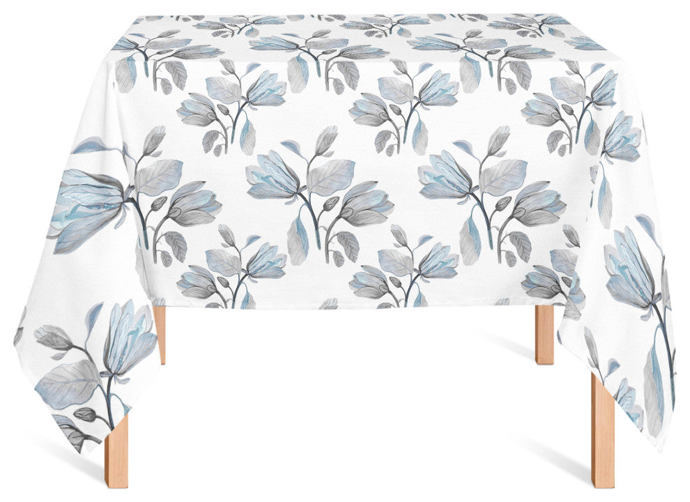 Watercolor Floral Blossoms Blue 2 58x58 Tablecloth