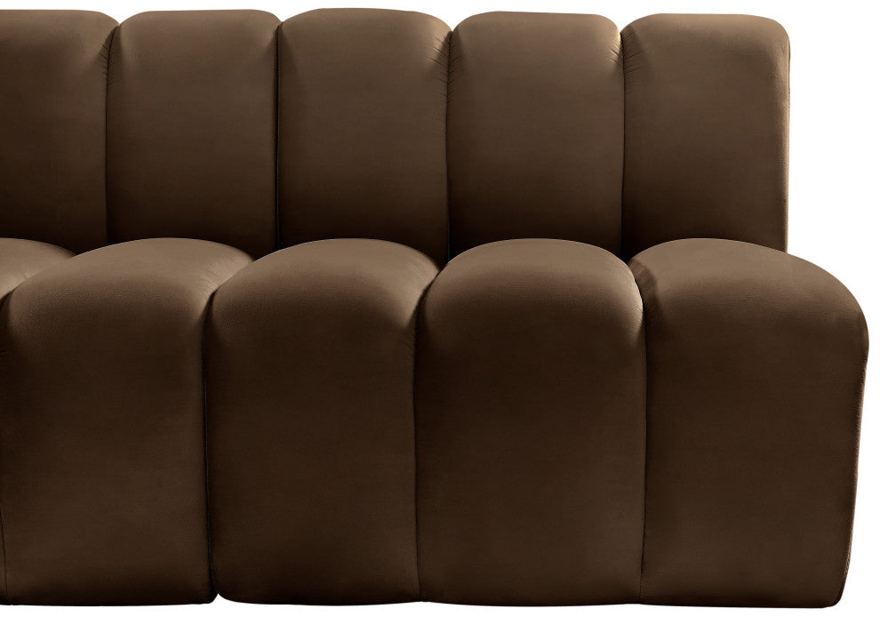 Arc Velvet Upholstered 2-Pc. Modular Sofa, Brown