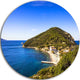 Blue Seashore At Elba Island, Seashore Round Wall Art, 36"