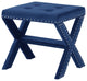 Seward Velvet Accent Bench With Silver Nail Heads, Navy Blue