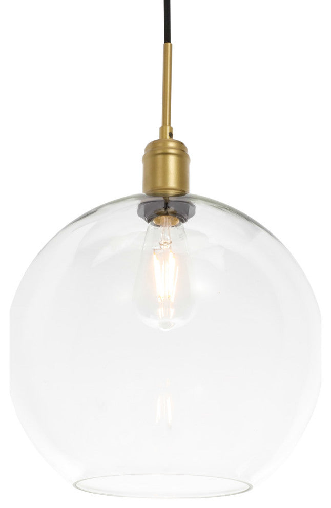 Living District Emett 1-Light Metal Pendant in Brass and Clear Glass