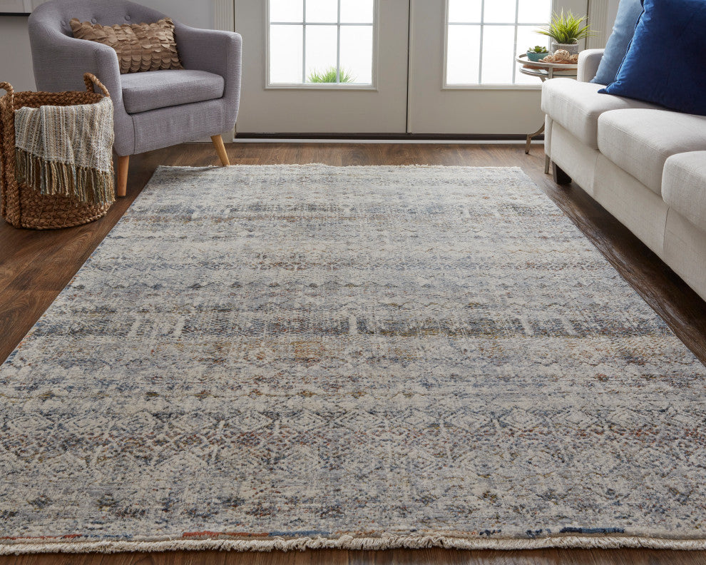 Weave & Wander Frencess Global Rug, Silver/Cotton, 7'-10" x 9'-6" Rug