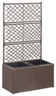 Vidaxl Trellis Raised Bed With 2 Pots 22.8"x11.8"x42.1" Poly Rattan Brown