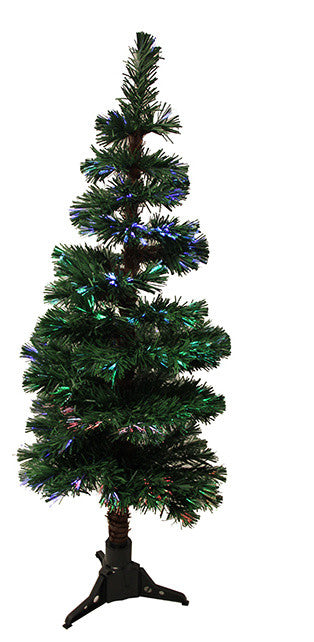 Pre-Lit Fiber Optic Artificial Spiral Pine Christmas Tree, Multi Lights, 4'