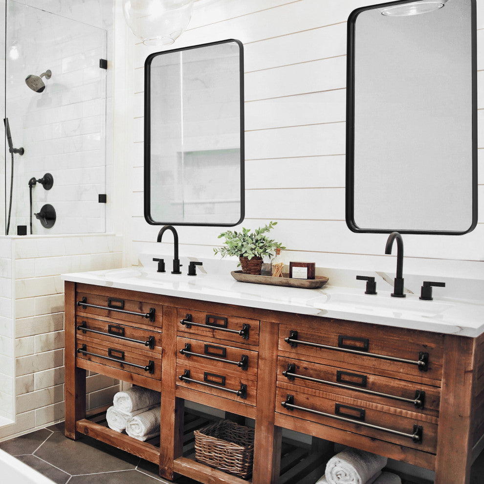 38" Industrial Black Metal Mirror