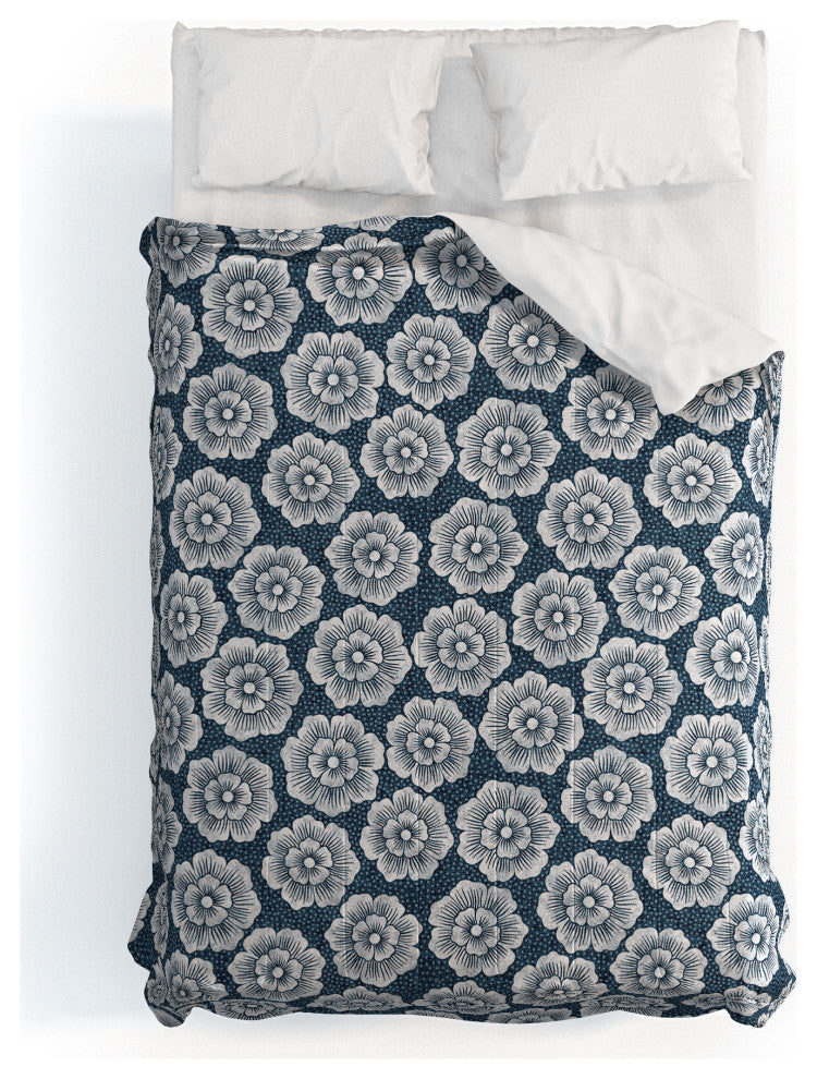 Deny Designs Schatzi Brown Lucy Floral Night Blue Comforter, Full