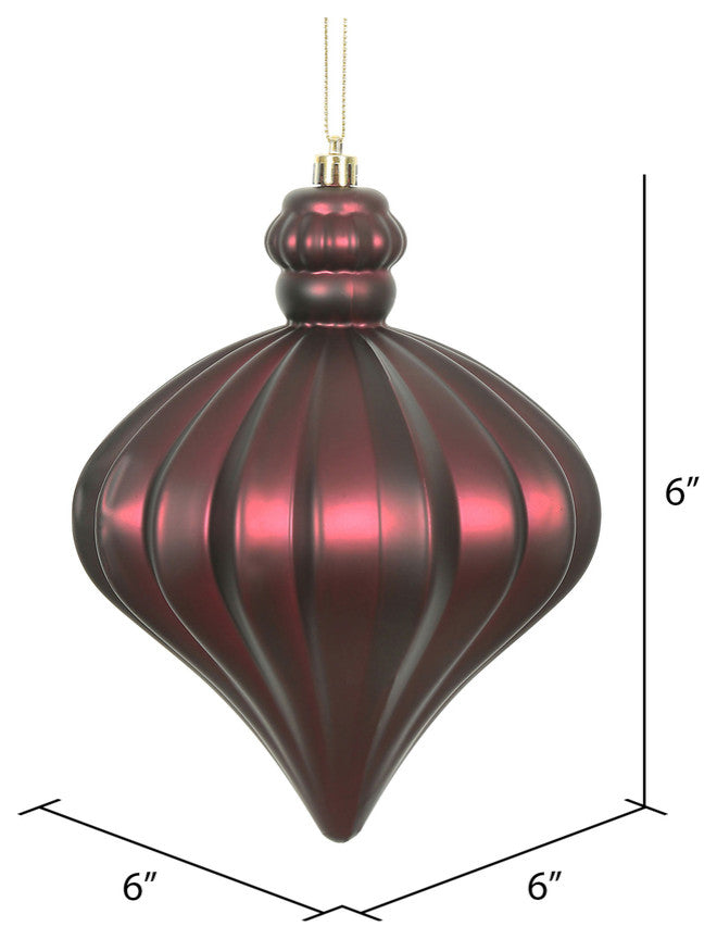 Vickerman 6" Matte Onion Drop, 4 per Bag, Wine
