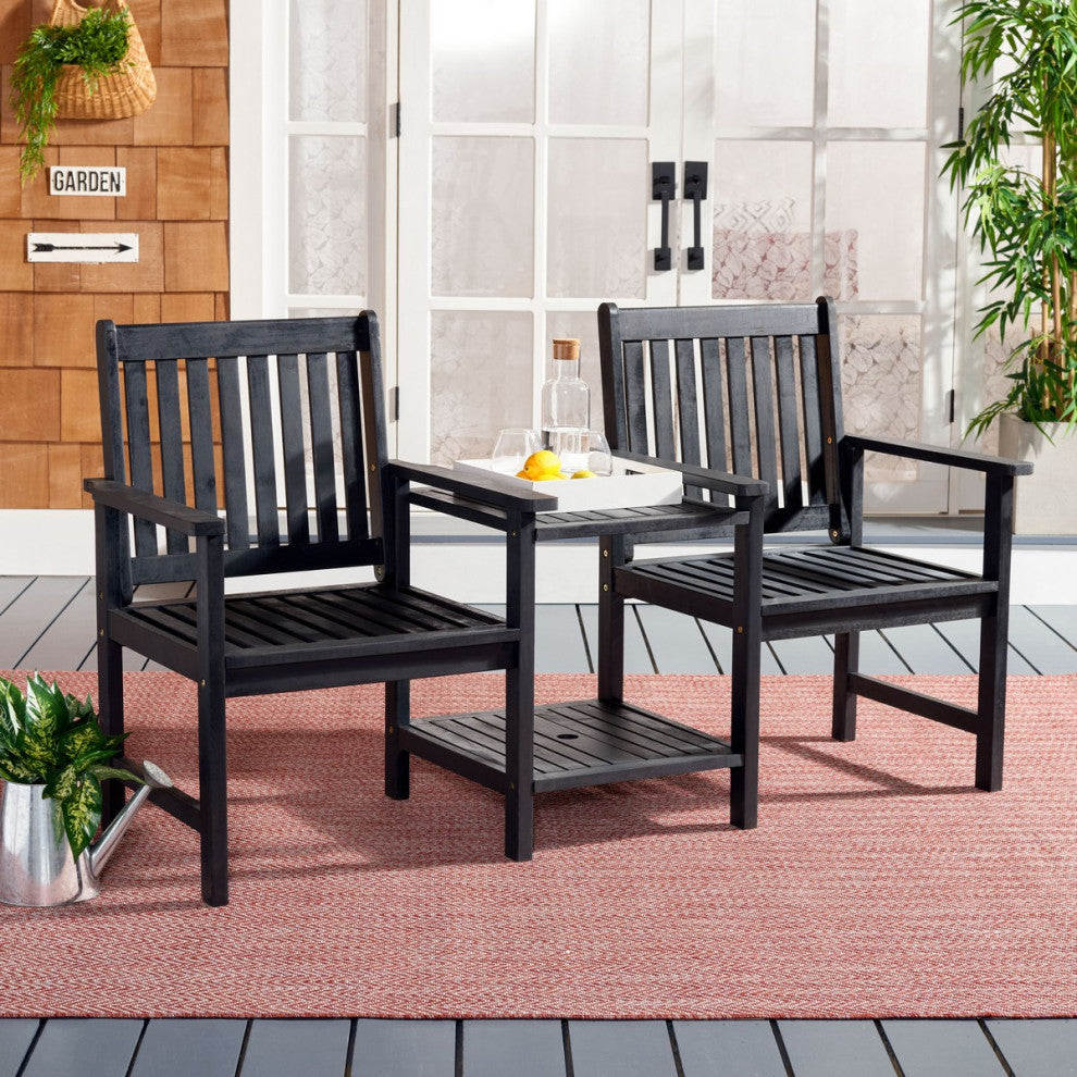 Safavieh Outdoor Brea Twin Seat Bench Black