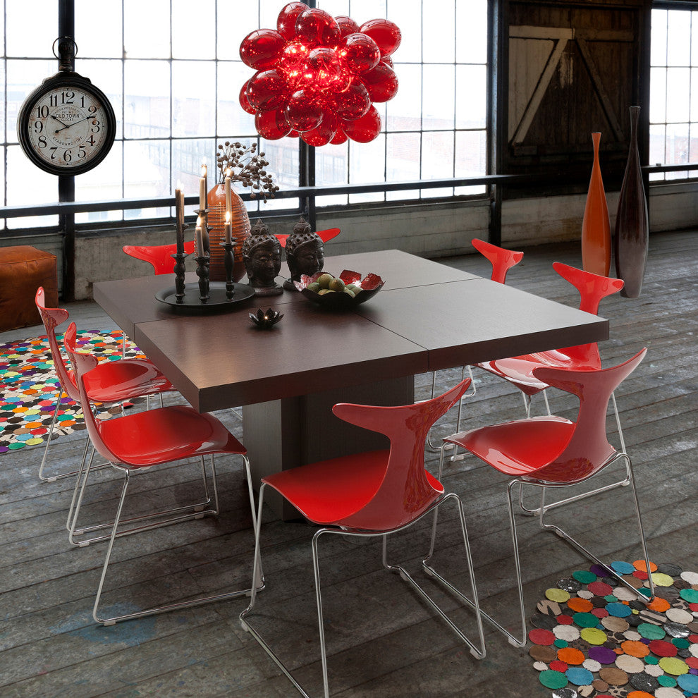 Contemporary Square Wood Dining Table, Chocolate