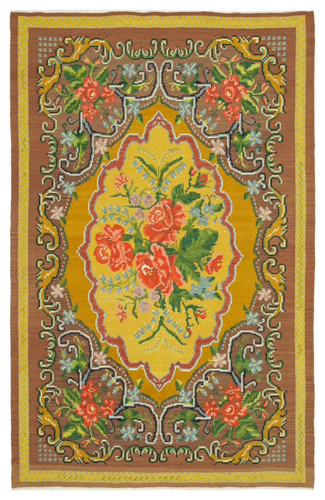 Rug N Carpet - Handmade Moldovian 6' 7'' x 9' 9'' Vintage Floral Kilim Rug