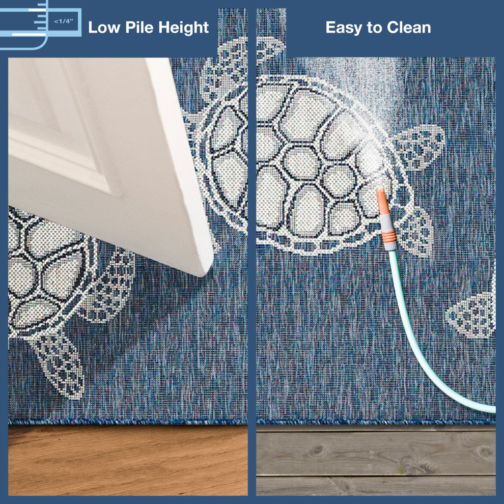 Carmel Seaturtles Indoor/Outdoor Rug, Navy, 6'6"x9'3"
