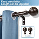 1" Steel Ball Drapery Curtain Rod, Bronze, 84"-120"