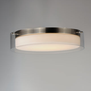 Maxim 12284CLSW Duo 16"W LED Flush Mount Drum Ceiling Fixture - Satin Nickel