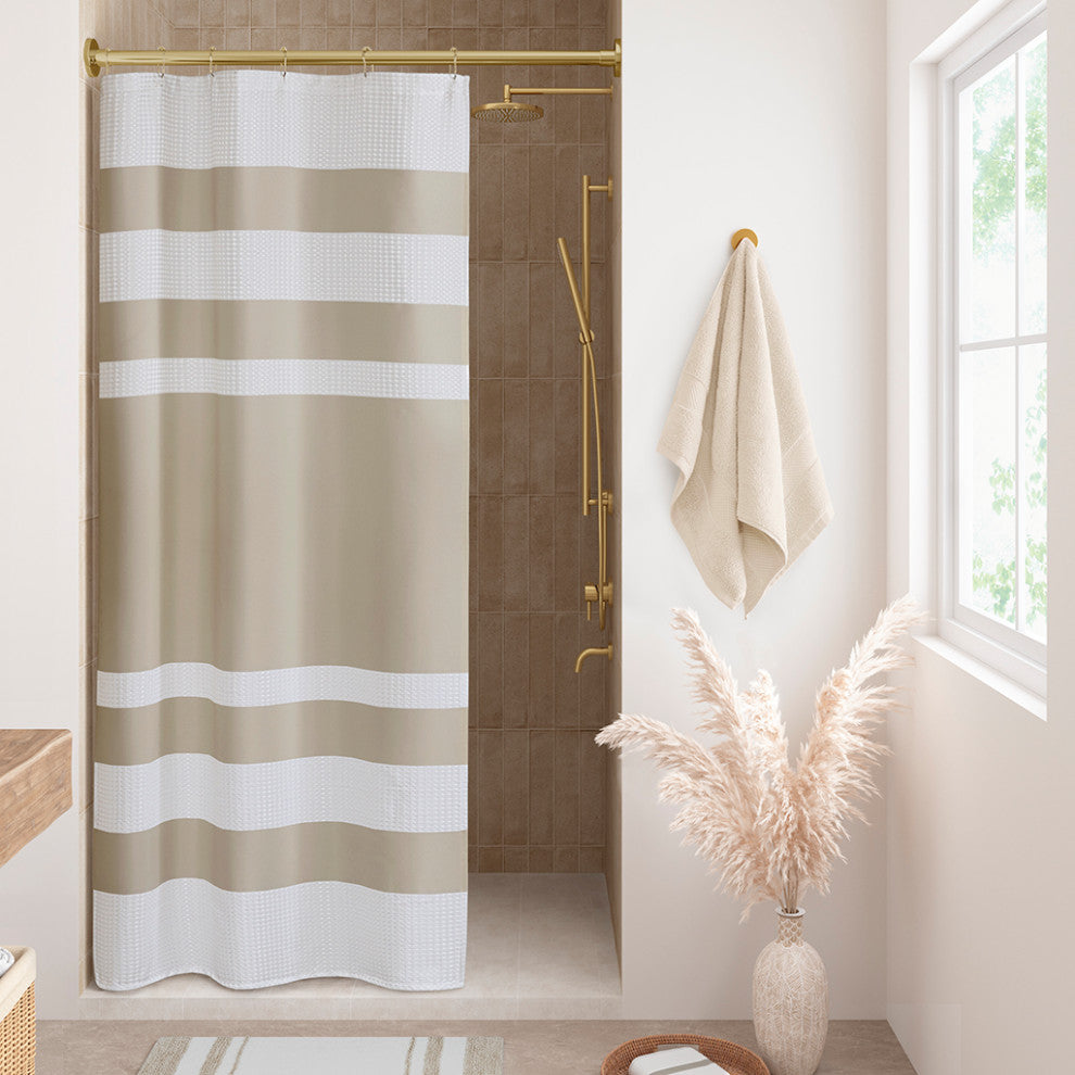 Madison Park Spa Waffle Shower Curtain With 3M Treatment