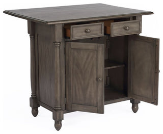 Shades of Gray Expandable Drop Leaf Kitchen Island Set With 2 Stools