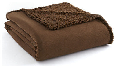 Micro Flannel Sherpa Blanket, Chocolate, King