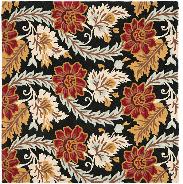 Safavieh Blossom Blm921A Floral Rug, Black/Multi, 6'0"x6'0" Round